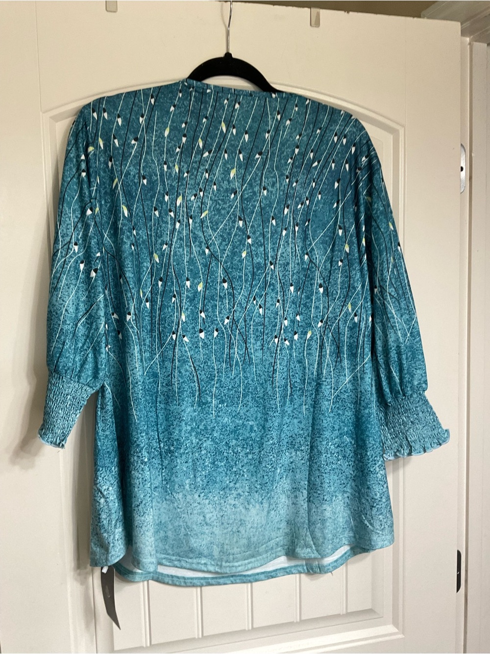 NWT Teal Patterned Women's Split-Neck Blouse Size XXL - Picture 8 of 9